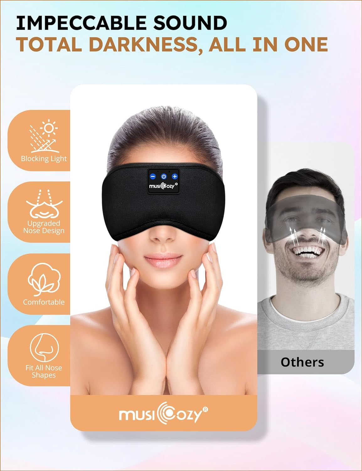 Sleep Headphones Bluetooth 5.4 Headband Sleeping Eye Mask for Mom Women Men Wireless Music Earbuds Earphones for Side Sleepers Built-In HD Speakers Cool Gadgets Unique Gifts