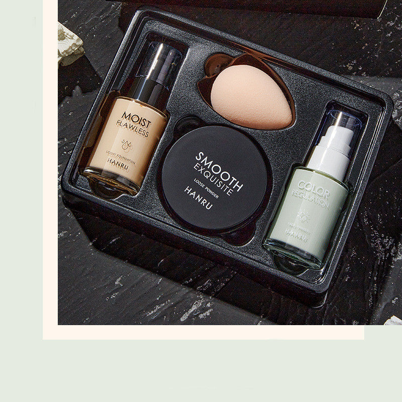 Women's Fashion Simple Concealer Foundation Isolation Loose Powder Set