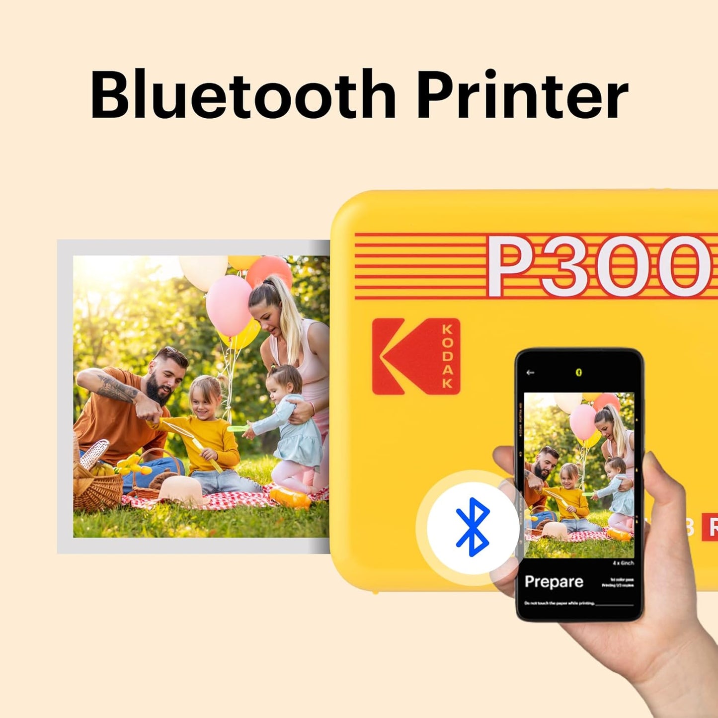 Mini 3 Retro 4PASS Portable Photo Printer (3X3 Inches) + 8 Sheets, White