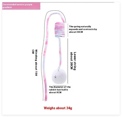 Interactive Cat Spring Toy with Rabbit Fur Ball