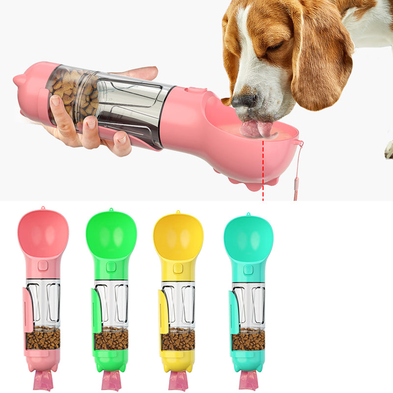 3-in-1 Dog Water Bottle with Poop Dispenser & Treat Holder