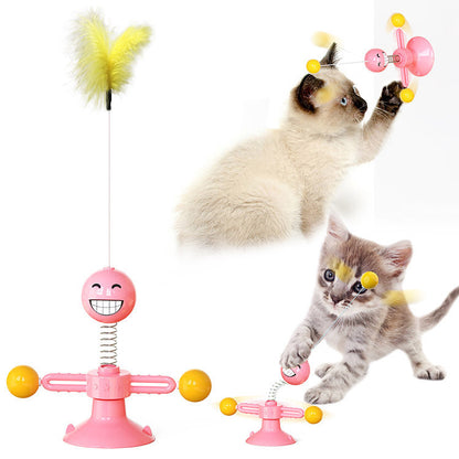 Cat Rotating Windmill Toy – Suction Cup Windmill with Catnip & Luminous Ball for Indoor Cat Entertainment