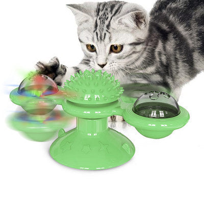 Cat Rotating Windmill Toy – Suction Cup Windmill with Catnip & Luminous Ball for Indoor Cat Entertainment