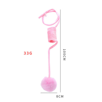 Interactive Cat Spring Toy with Rabbit Fur Ball
