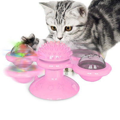 Cat Rotating Windmill Toy – Suction Cup Windmill with Catnip & Luminous Ball for Indoor Cat Entertainment