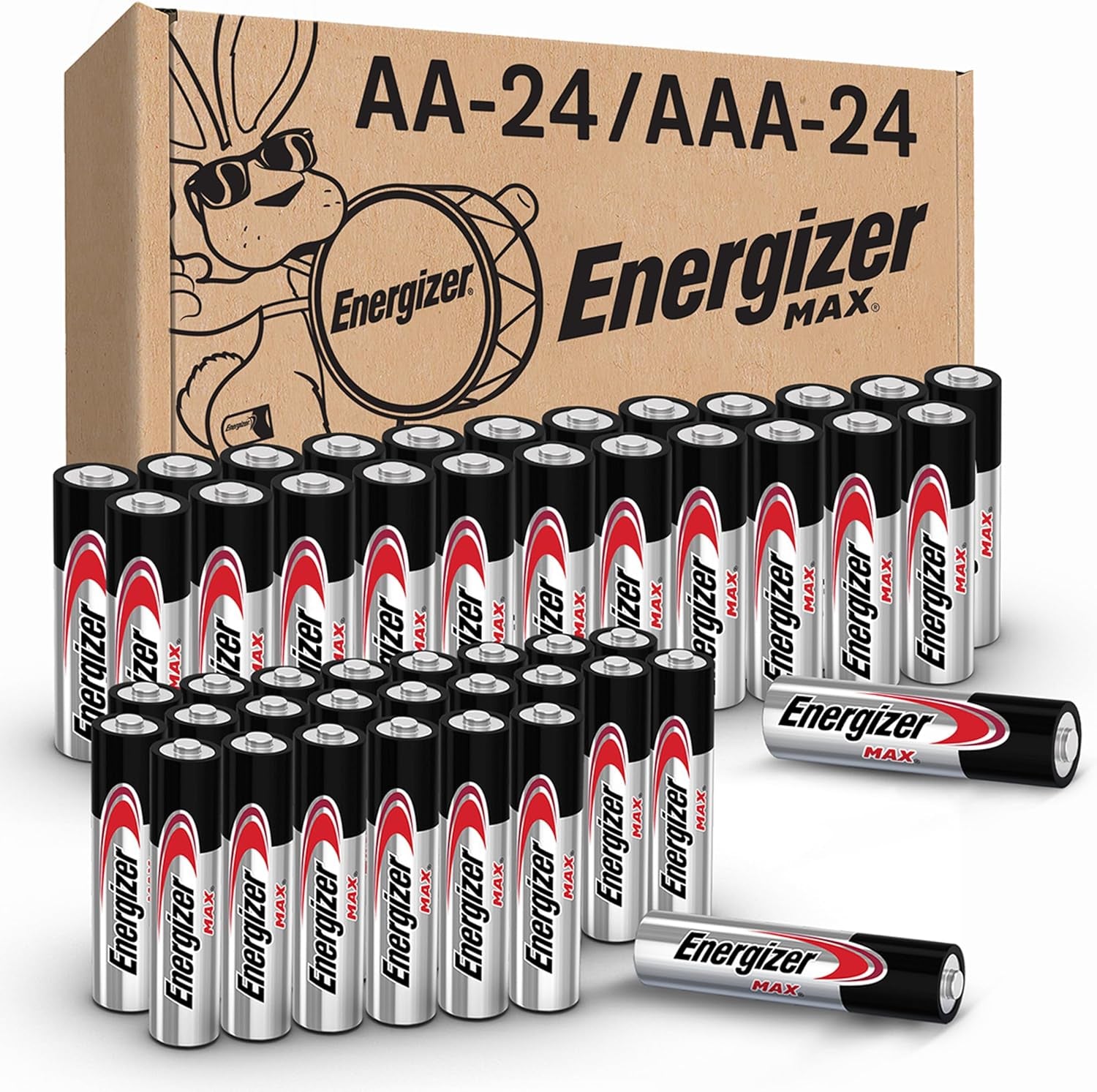 AA and AAA Batteries, 48 Count, Combo Pack Contains 24 Max Double a and 24 Max Triple a Batteries