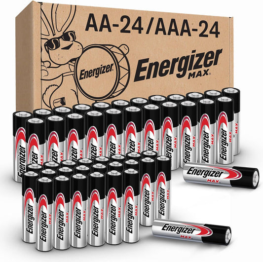 AA and AAA Batteries, 48 Count, Combo Pack Contains 24 Max Double a and 24 Max Triple a Batteries
