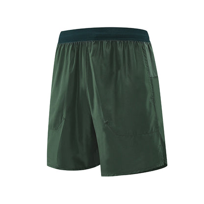 Fake Two Pieces Workout Shorts Men And Women Couple Outdoor Breathable Thin Ice Silk