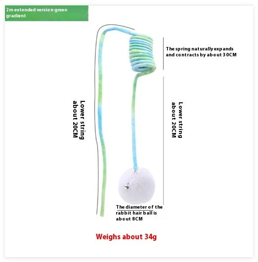 Interactive Cat Spring Toy with Rabbit Fur Ball