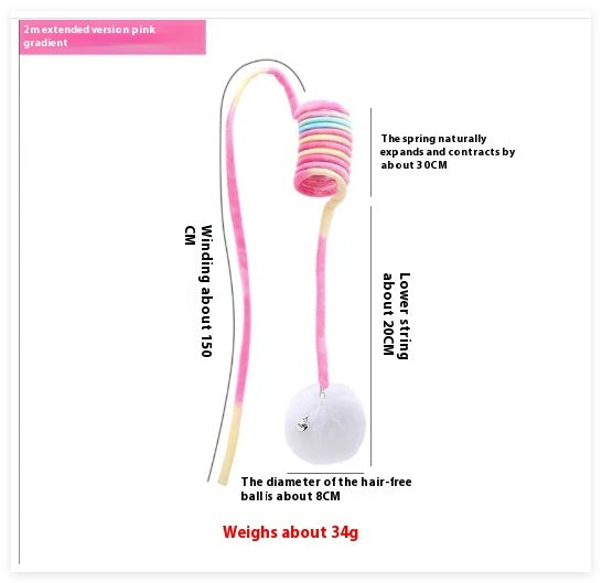 Interactive Cat Spring Toy with Rabbit Fur Ball