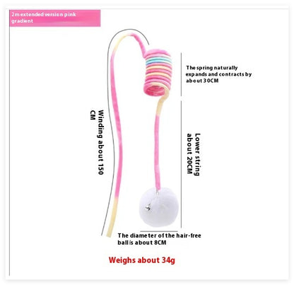 Interactive Cat Spring Toy with Rabbit Fur Ball